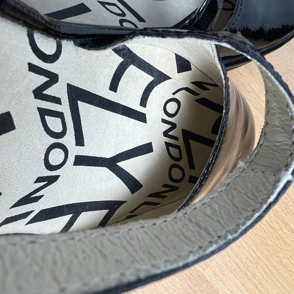 Fly London Black Patent Leather Mary Jane Wedge Strap Sandal Heels - Picture 11 of 11